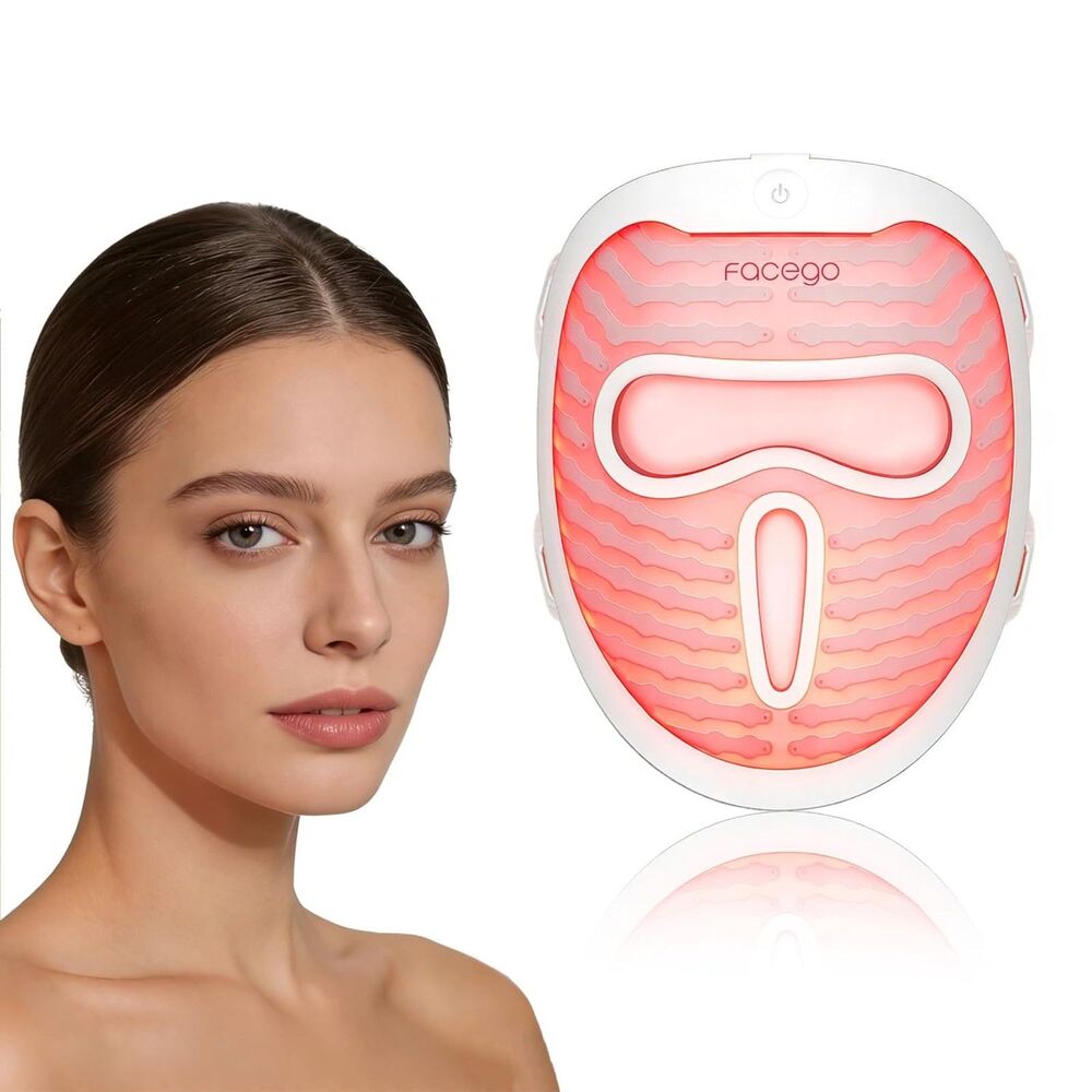 Cordless LED Facial Light Mask 7+1 Color Modes Rechargeable Luxury White
